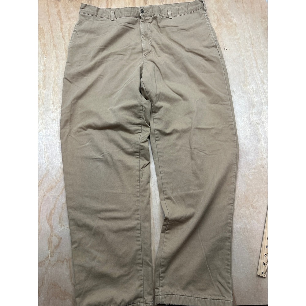 LL Bean Double L Natural Fit Flannel Lined Chino Pants Khaki 42x34 CT811X